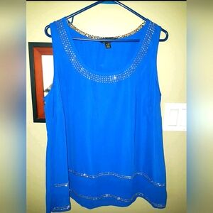 Womens SPARKLE Cobalt Blue Top Sz XL